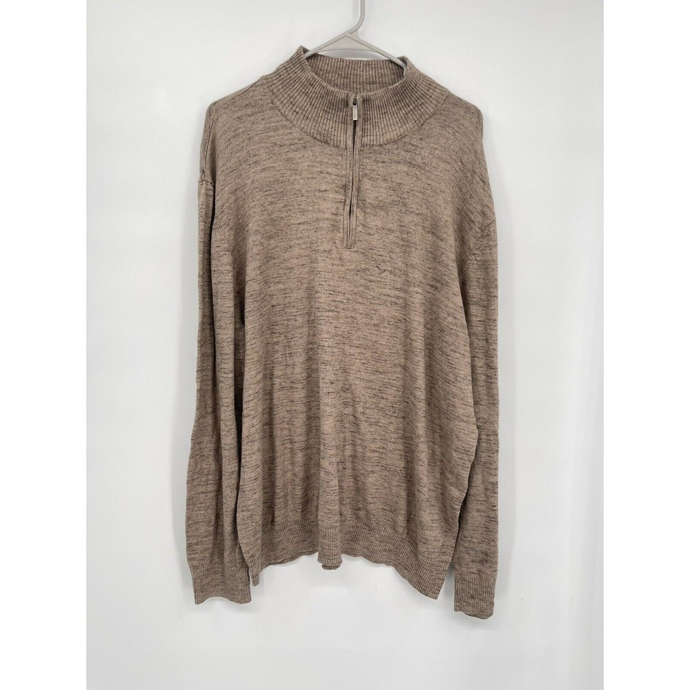 Hawker Rye Men's Speckled Cotton Cashmere Blend Quarter‎ Zip Sweater XXL